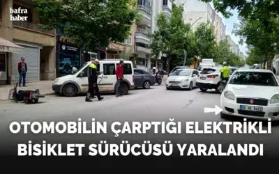 Otomobilin çarptığı elektrikli bisiklet sürücüsü yaralandı