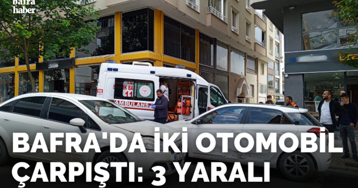 Bafra’da iki otomobil çarpıştı: 3 yaralı