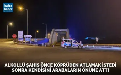 Alkollü Şahıs Önce Köprüden Atlamak İstedi Sonra Kendisini Arabaların Önüne Attı