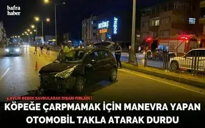 Köpeğe Çarpmamak İçin Manevra Yapan Otomobil Takla Atarak Durdu