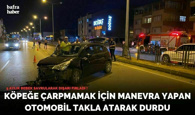 Köpeğe Çarpmamak İçin Manevra Yapan Otomobil Takla Atarak Durdu