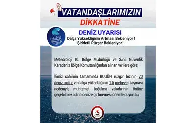 Samsun’da yüksek dalga ve rüzgar uyarısı
