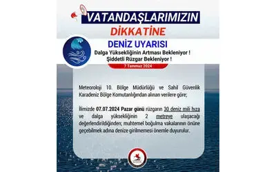Dalga yüksekliğinin 2 metreyi bulduğu Samsun’da ’denize girmeyin’ uyarısı
