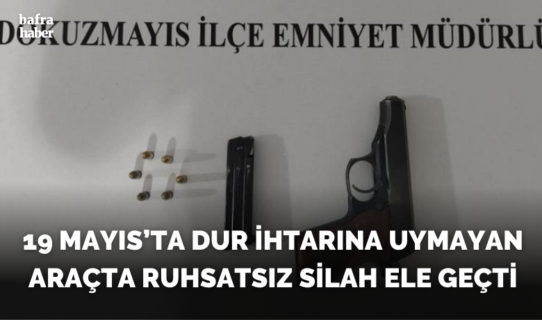 Dur ihtarına uymayan araçtaruhsatsız silah ele geçti