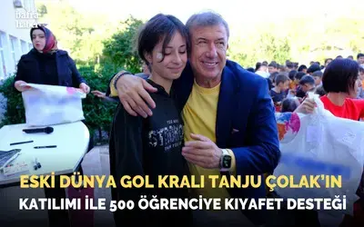 Tanju Çolak'ın katılımı ile öğrencilere kıyafet desteği