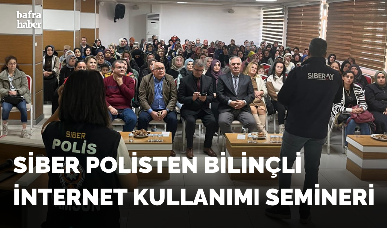 Siber Polisten Bilinçliİnternet Kullanımı Semineri - Mustafa Kemal İlkokulu ve Samsun İl Emniyet Müdürlüğü Siber Suçlarla Mücadele Şube Müdürlüğü’nden polis memurları Derya İren ve Cem Mazmano, Bafra Öğretmenevi'nde velilere yönelik "Bilinçli İnternet Kullanımı Semineri" düzenledi. Seminere yoğun ilgi gösteren veliler, internetin güvenli kullanımı ve çocukların çevrimiçi güvenliği konularında bilgilendirildi.