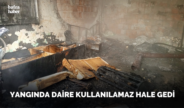 Bafra’da yangın: 3 katlı binanıngiriş katı kullanılamaz hale geldi