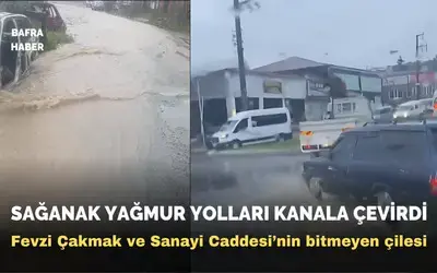 Sağanak Yağmur Bafra’da Yolları Kanala Çevirdi