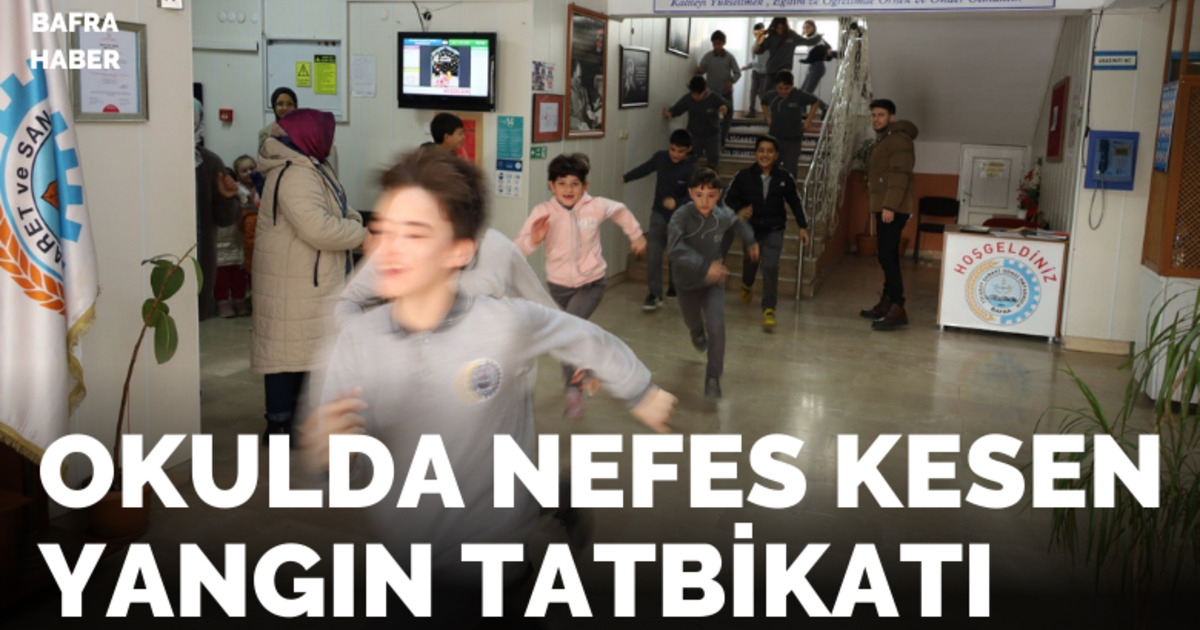 Okulda nefes kesen yangın tatbikatı