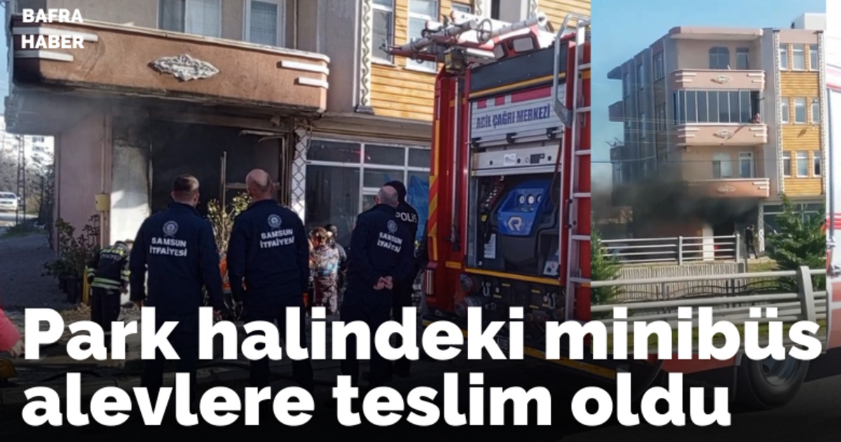 Park halindeki minibüs alevlere teslim oldu