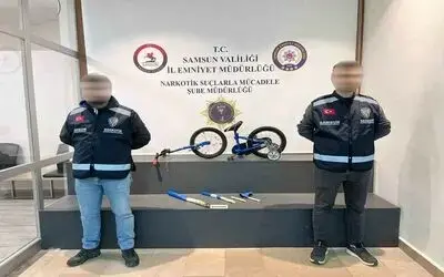 Kesilen bisikletin içinden uyuşturucu çıktı : 2 gözaltı
