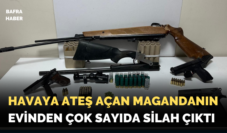 Balkondan silahla ateş açan şahsınevinde çok sayıda silah ele geçirildi