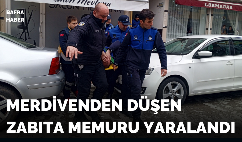 Merdivenden düşen zabıta memuru yaralandı