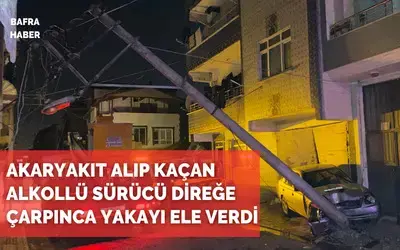 Petrolden Yakıt Alıp Kaçan Otomobil Elektrik Direğine Çarptı