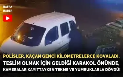Bafra’da Şok Olay! Polis Uygulamasından Kaçan Gence Karakol Önünde Darp Kamerada!