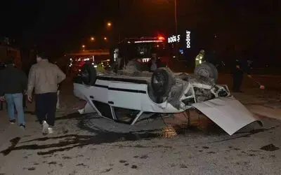 Takla atan otomobilden sağ çıktı