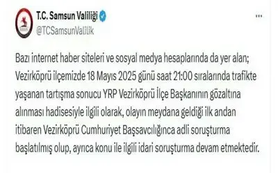 YRP Vezirköprü İlçe Başkanının gözaltına alındığı olayla ilgili adli ve idari soruşturma başlatıldı
