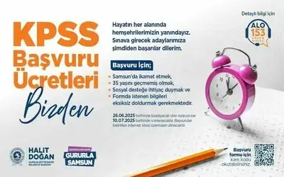 Samsun Büyükşehir’den gençlere KPSS ücreti desteği
