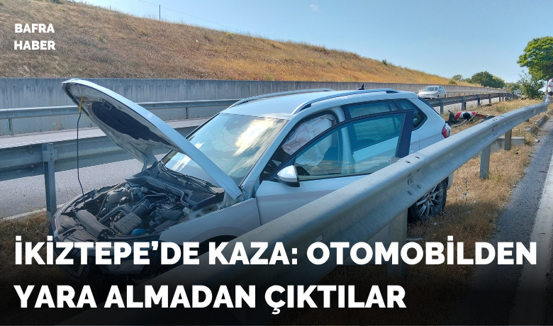 Bafra’da kaza: Otomobilden yara almadan çıktılar