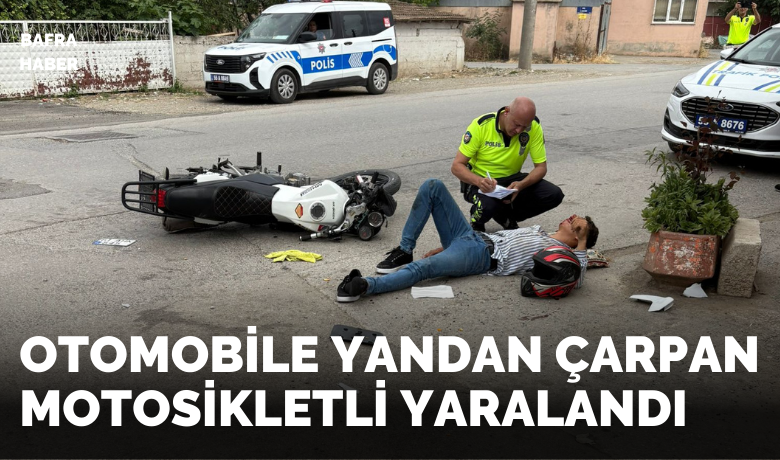 Otomobile Yandan Çarpan Motosikletli Yaralandı