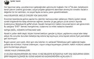 Meclis üyesinden Kavak Belediyesi’ne ’arazi satışı’ eleştirisi
