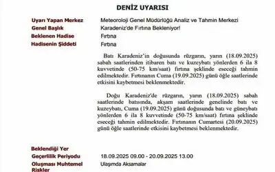 Karadeniz’de fırtına uyarısı
