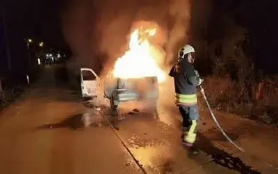 Darboğaz Yolunda Araç Alev Aldı!