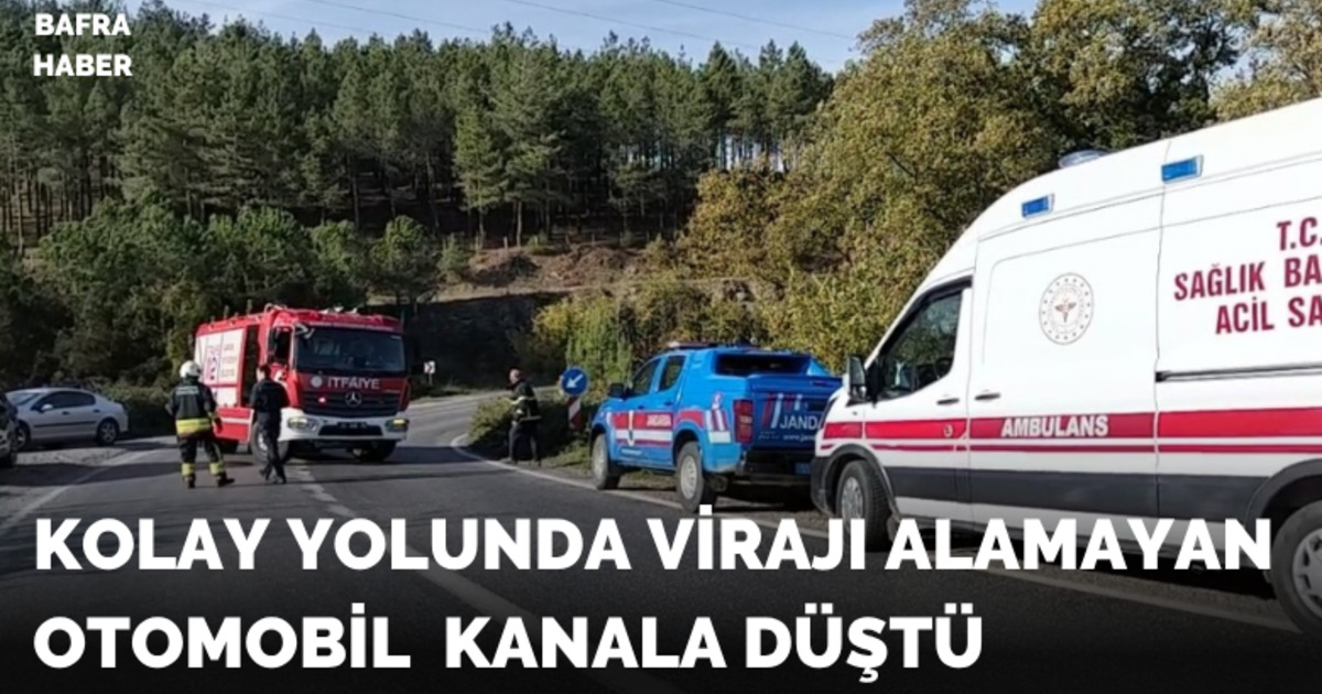 Bafra’da otomobil kanala uçtu: 1 yaralı