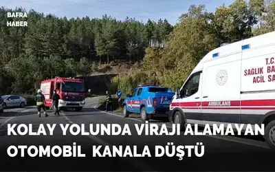Bafra’da otomobil kanala uçtu: 1 yaralı