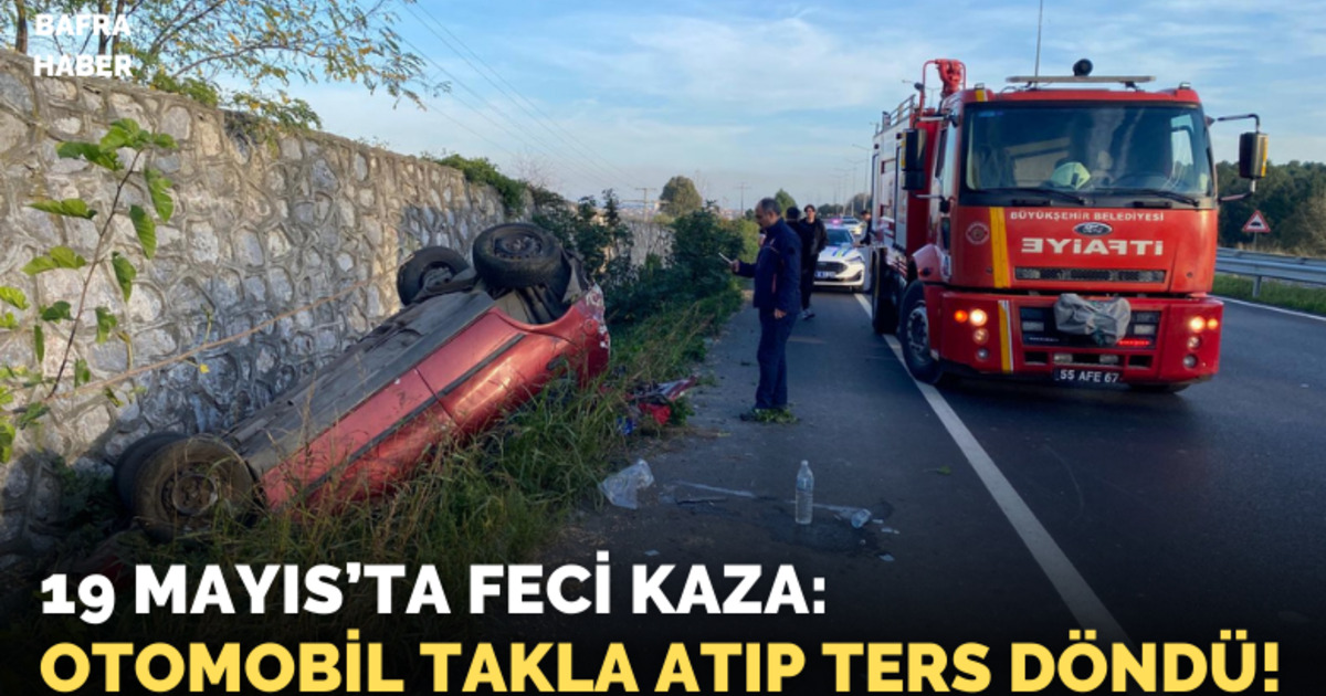Takla atan otomobilde 2 kişi yaralandı