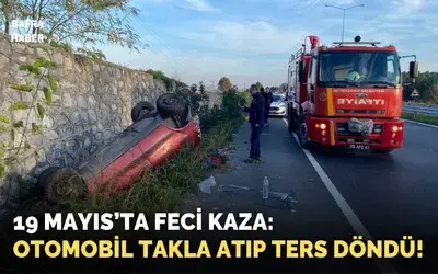 Takla atan otomobilde 2 kişi yaralandı