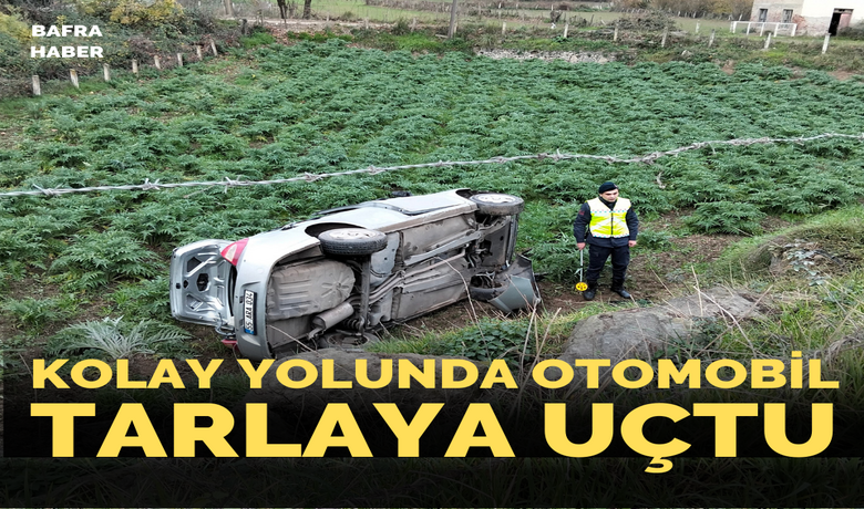 Bafra’da otomobil tarlaya uçtu