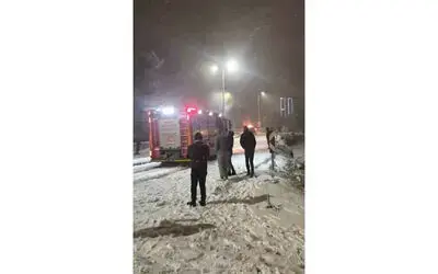 Samsun’da karlı yokuşta cip alev aldı
