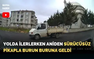 Yolda İlerlerken Aniden Sürücüsüz Pikapla Burun Buruna Geldi 