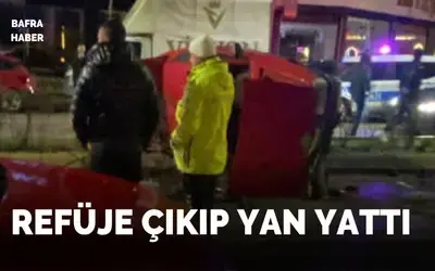 Direksiyon Hakimiyetini Kaybeden Sürücü Refüje Çıkıp Yan Yattı