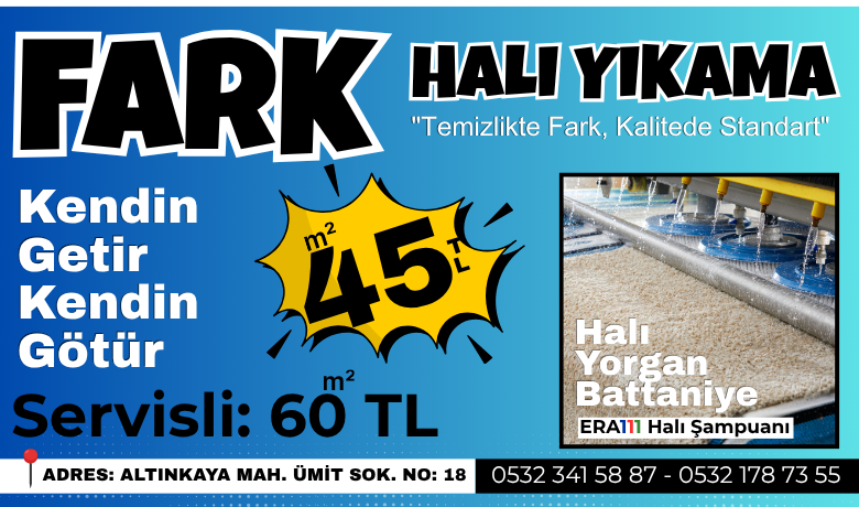 Fark Halı Yıkama’dan Uygun Fiyatlı Temizlik Kampanyası