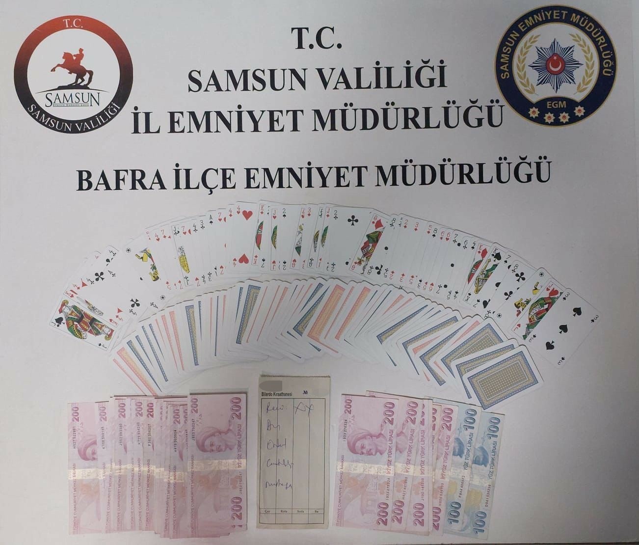 Bafra’da kıraathaneye kumar baskını: 5 kişiye 58 bin TL ceza

