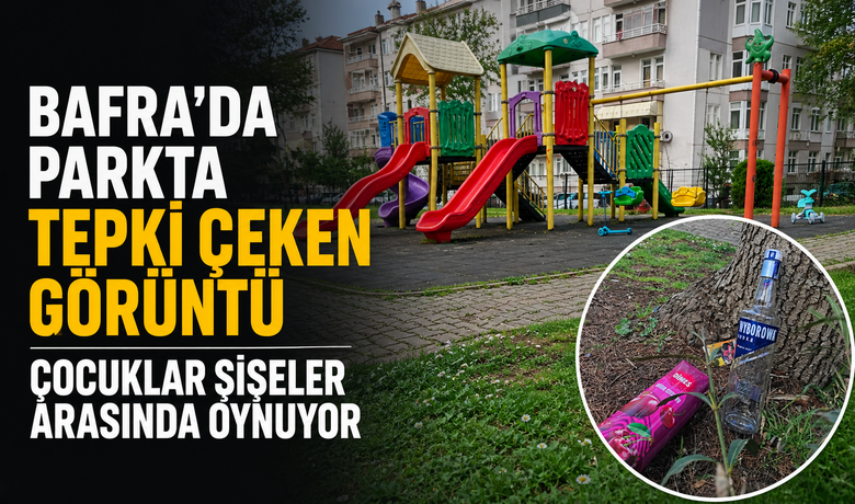 Bafra’da Parkta Tepki ÇekenGörüntü: Çocuklar Şişeler Arasında Oynuyor