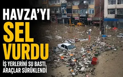 Havza’da Kuvvetli Sağanak Etkili Oldu, Dere Taştı
