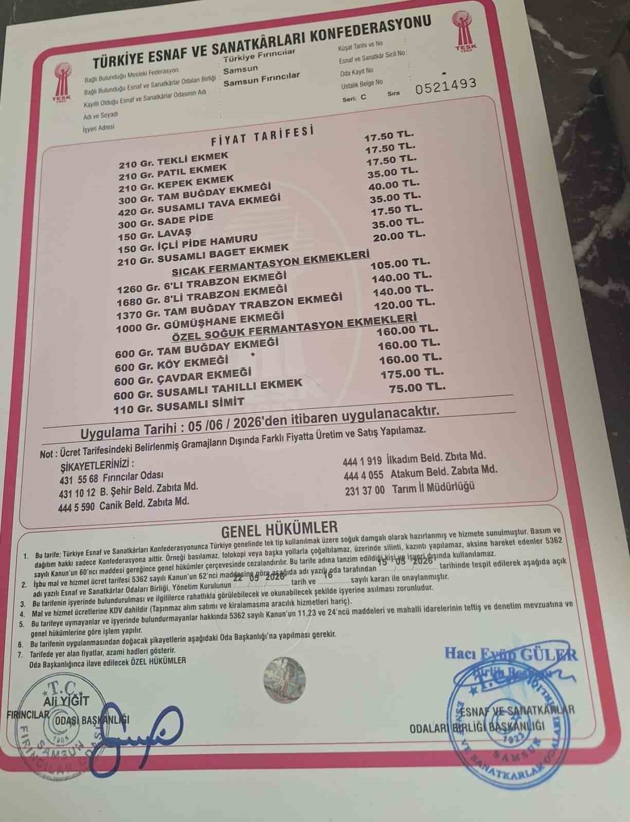 Samsun’da Ekmek 17,5 Tl Oldu
 - SAMSUN (İHA) – Samsun’da 210 gramı 15 TL’den satılan ekmeğin fiyatı 17,5 TL oldu.