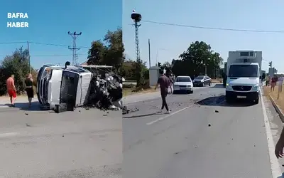 Lastiği Patlayan Kamyonet Devrildi: Meyveler Yola Saçıldı!