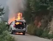 Giresun’da Seyir Halindeki Otomobil Alevlere Teslim Oldu: 5 Kişilik Aile Son Anda Kurtuldu