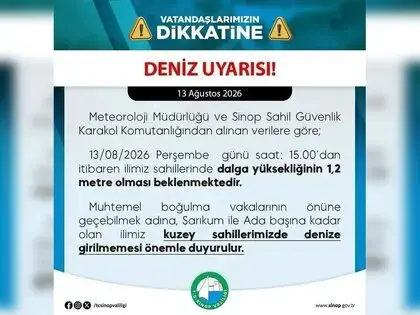 Sinop’ta Deniz Uyarısı