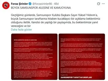 Samsunspor Taraftar Grupları: "Bu Kulübün Asıl Sahibi Taraftardır"