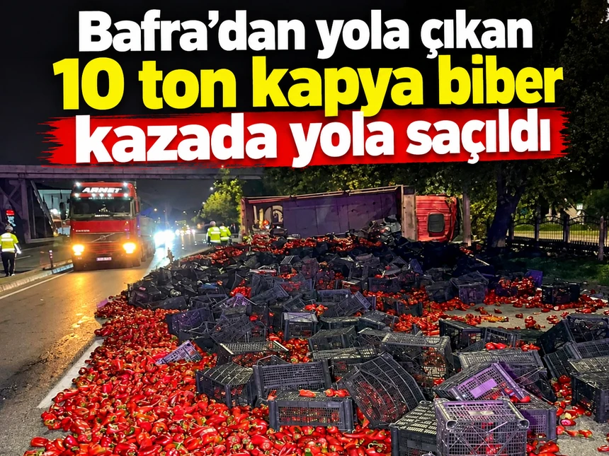 Devrilen Kamyondaki 10 Ton Kapya Biber Yola Saçıldı: 2 Yaralı