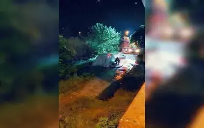 Trabzon’da Park Halindeki Elektrikli Otomobil Gece Yandı