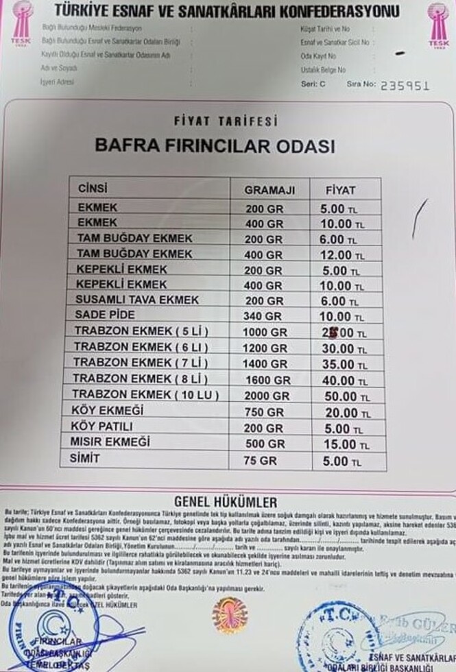 Bafra Fırıncılar Odasından Tam Da Zamanında Ekmek Zammı