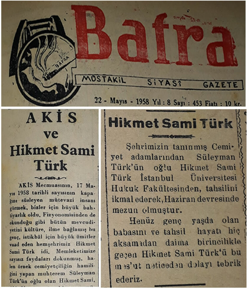 Akis Dergisi Kapağında Bir Bafralı: Hikmet Sami Türk