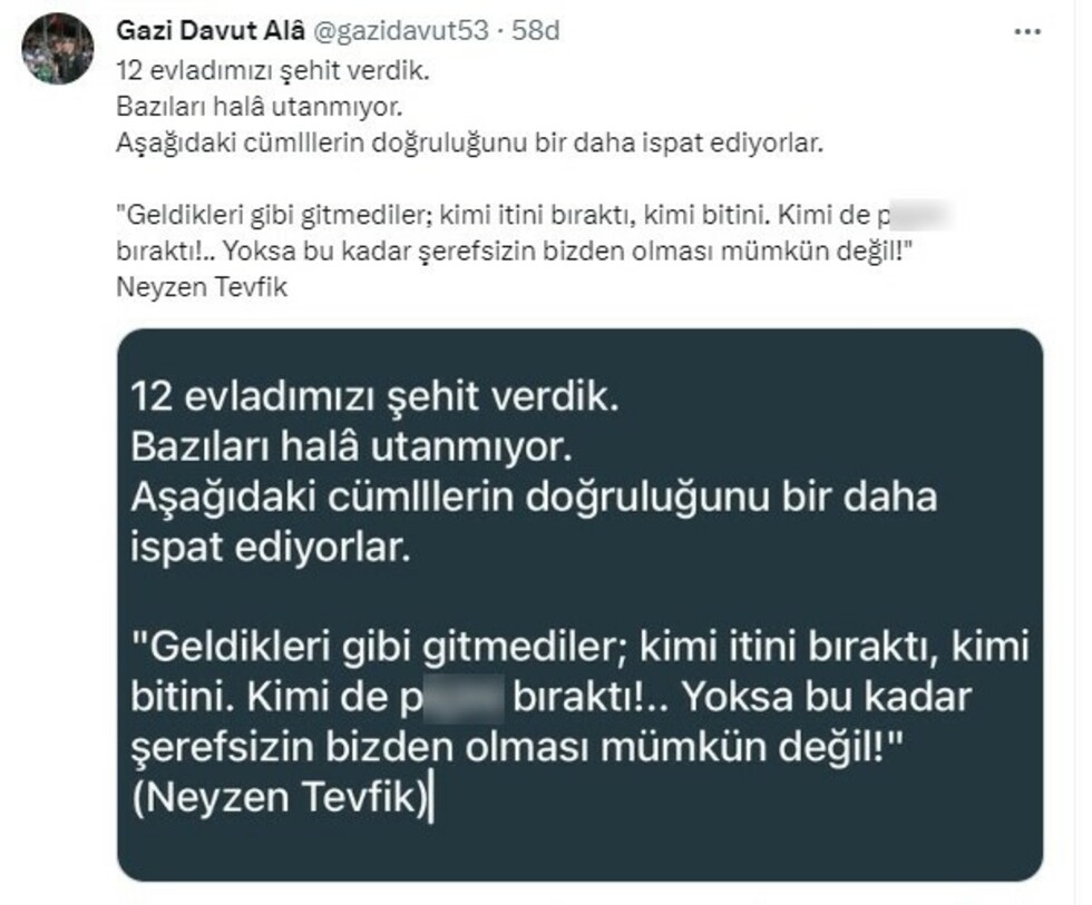 Gazi Tümgeneral Alâ’dan terör destekçilerine Neyzen’li tepki