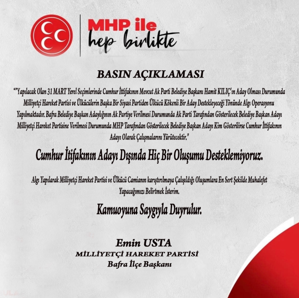 “bu Açıklama Mhp Yönetimini Bağlar”